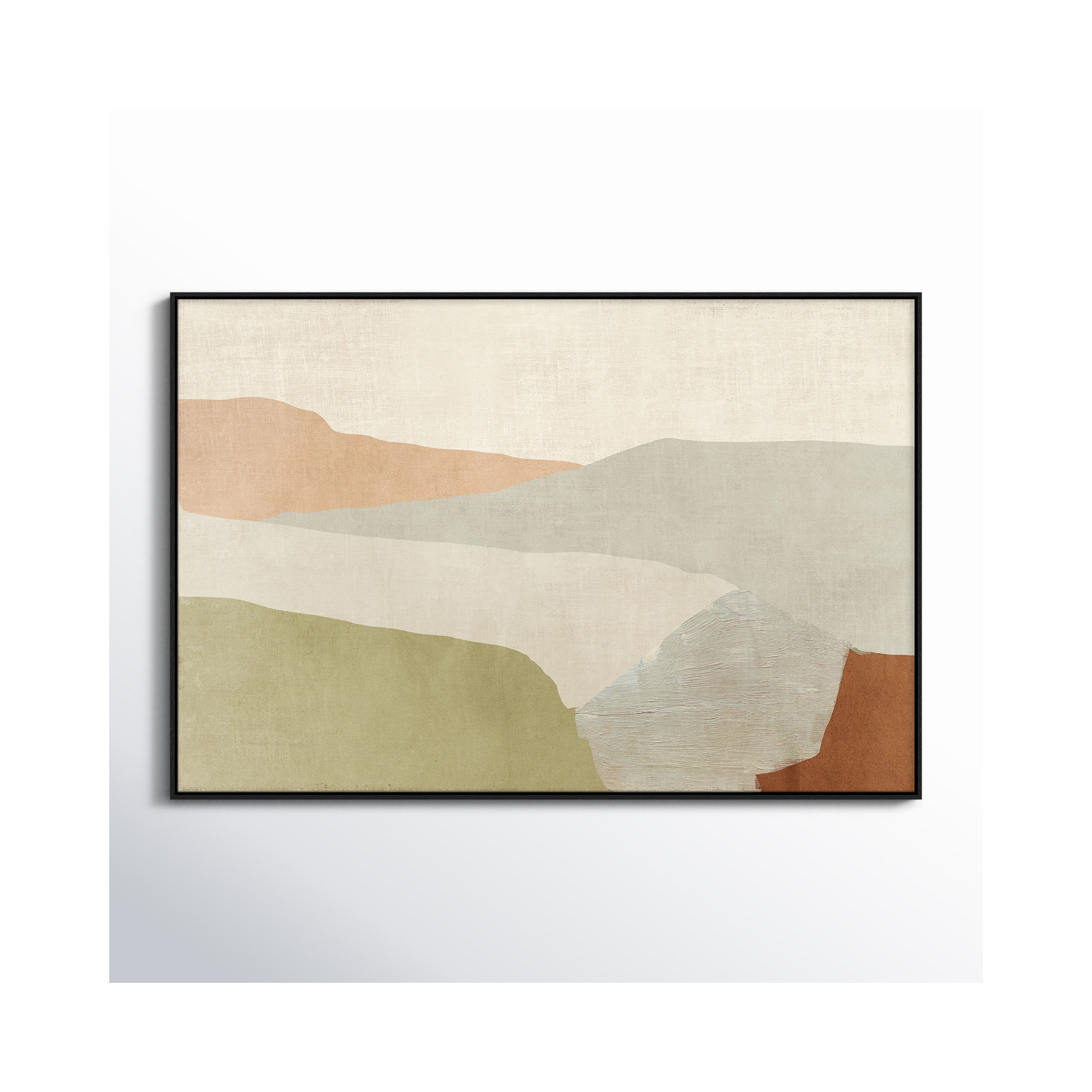 Pastel Views - Floater Frame Painting on Canvas, Silver, 41.5" H x 61.5" W