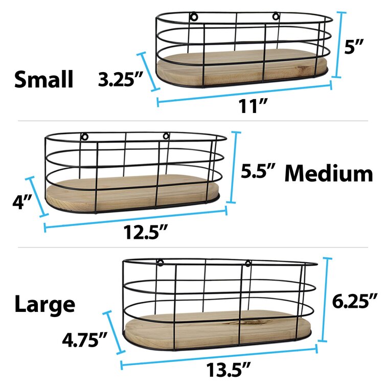 Set of 3 Wire Baskets for Storage Wall Mount - Stackable Wire Baskets for Organizing, Hanging Wire Basket for Living Room, Bathroom, Kitchen, Pantry