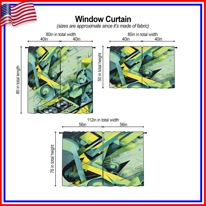 Rideaux de fenêtre Abstract, 112in x 76in - 2 panels, Sheer