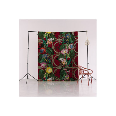 Red Themed Multicolor Floral Ivy Pattern Modern Decorative Rug