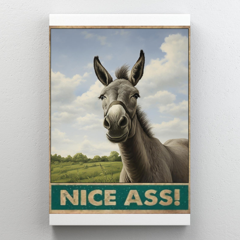 Donkey Nice Ass - 1 pièce, impression sur toile tendue, H 14 po x l 11 po x P 1,25 po