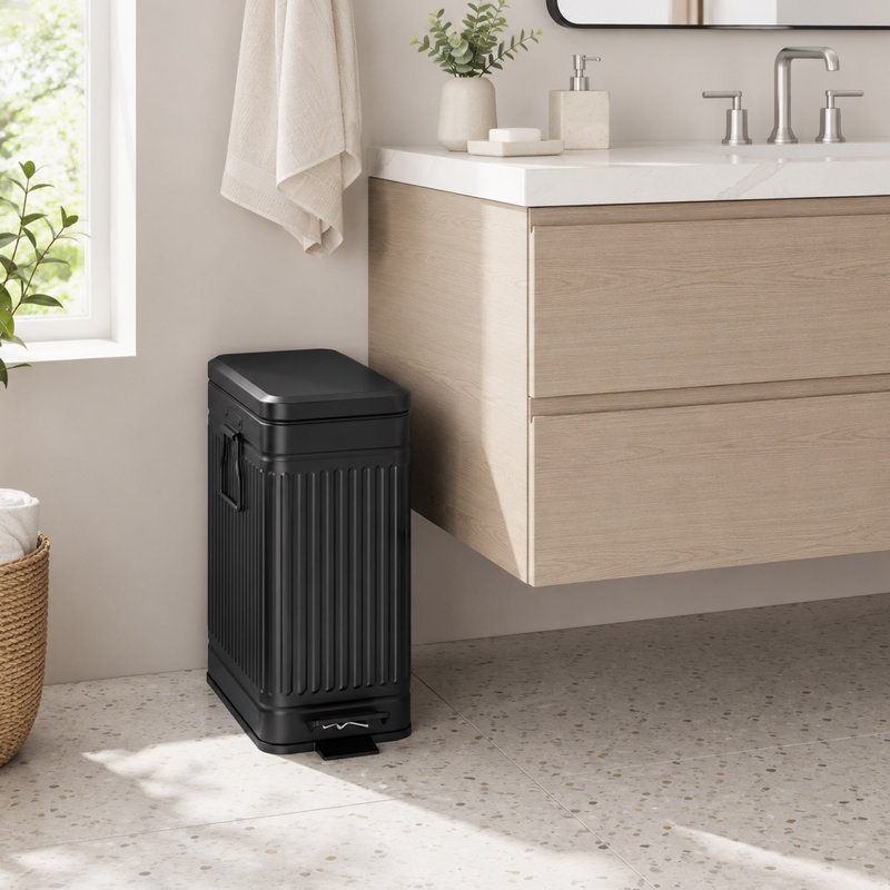 Poubelle en acier inoxydable 2,6 gallons avec couvercle à fermeture douce et pédale