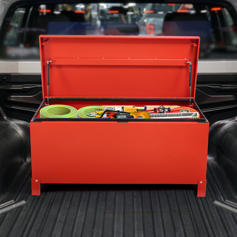 36" Heavy Duty Steel Truck Bed Tool Box - Lockable Waterproof Storage Chest with Side Handles, Iron Construction (36x15x15, No Drawers)
