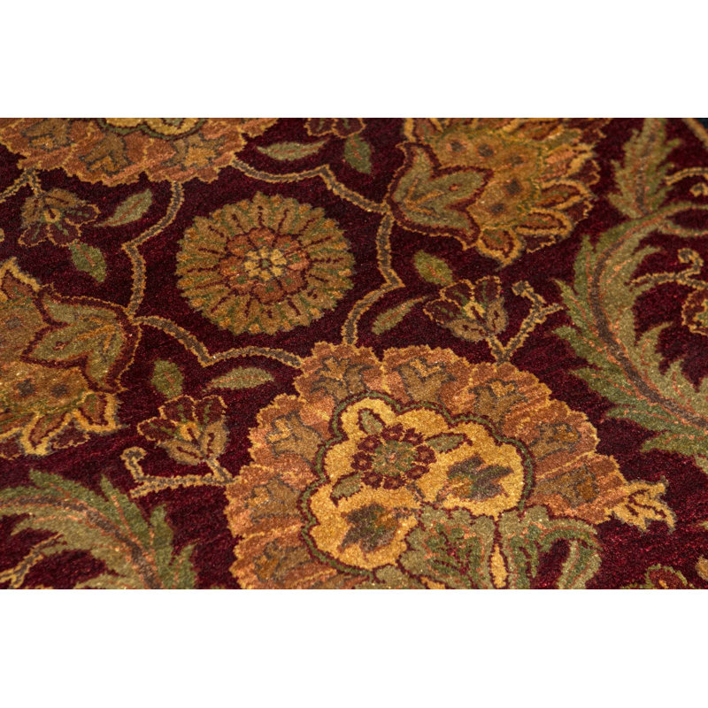 Tapis rouge et bleu noué à la main de haute qualité