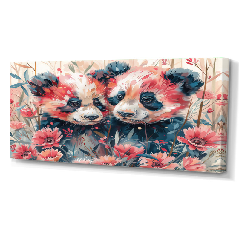 Tobiah - panda, art mural, H 28 po x l 60 po, Toile tendue