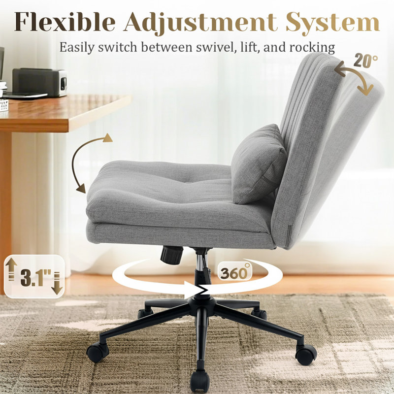 Fauteuil de bureau Criss Cross, Gris, Lin lin