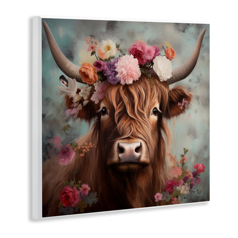 Imprimé détaillé «Highland Cow» par Irena Orlov, H 12 po x l 12 po x P 0,5 po