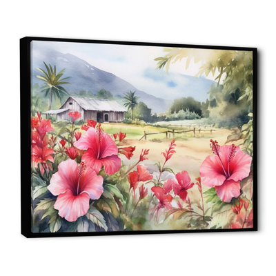 " Pink Green Hibiscus Tropical Harmony Flowers II "