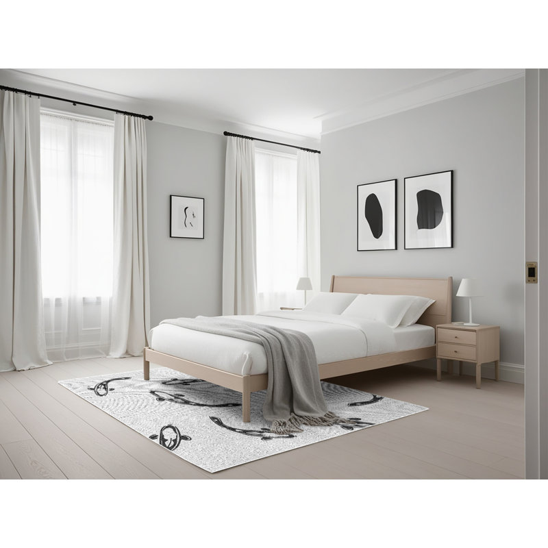Tapis gris/zone noire à motifs Forteau, Rectangle 5 pi x 7 pi