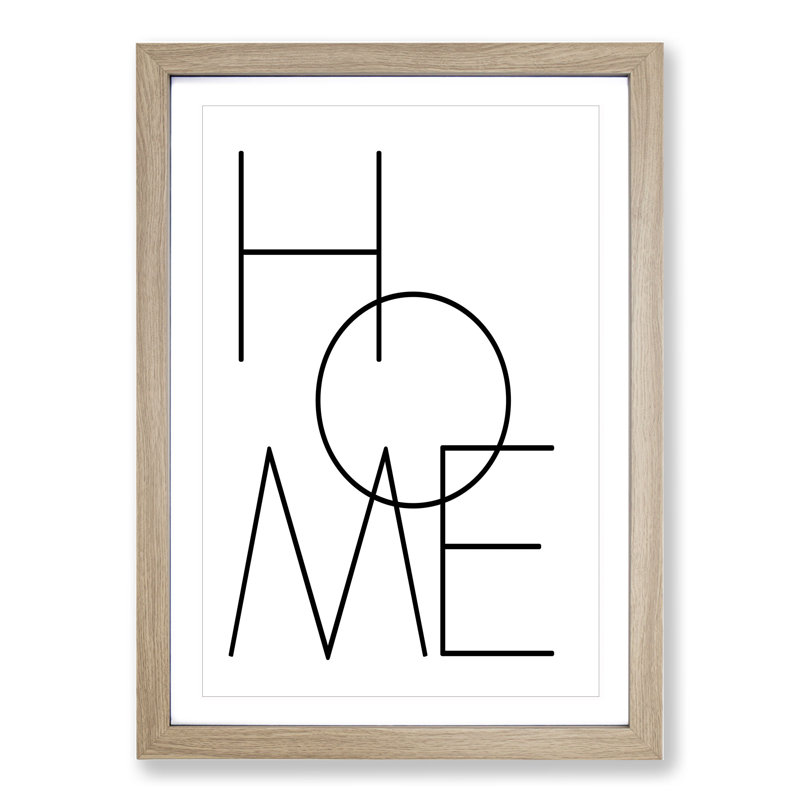 Home V2 - Picture Frame Typography, Oak Framed, 36cm H x 27cm W x 2cm D