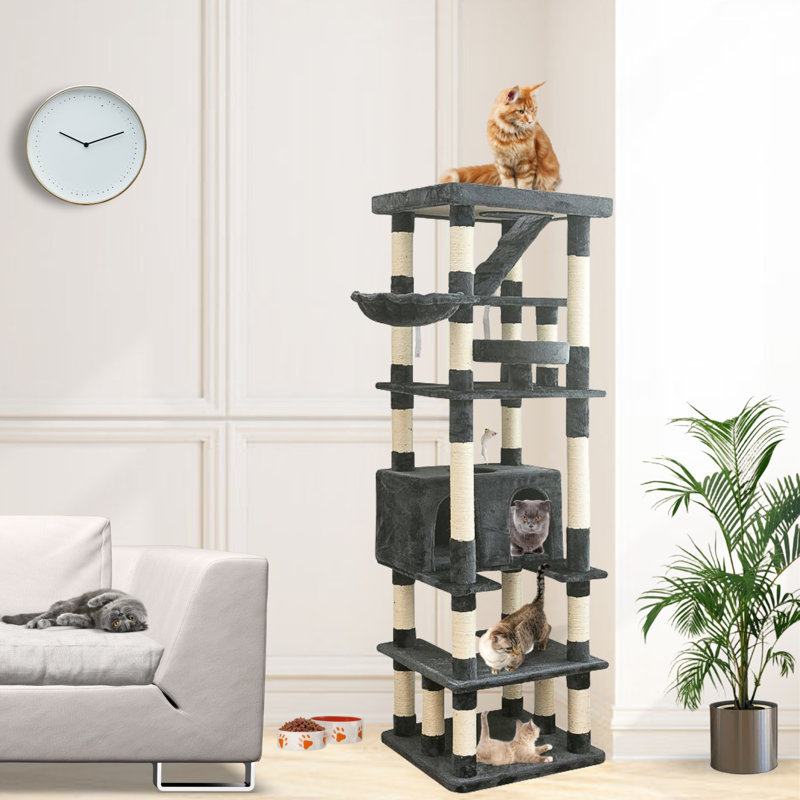 Dugaid 74.8'' H Cat Tree, Deep Gray/White