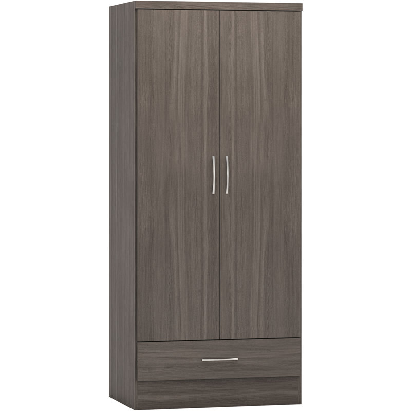 Nevada 1 Drawer Wardrobe, Black Wood Grain