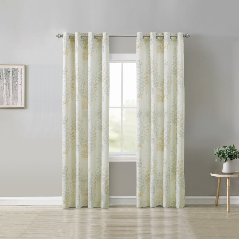 Prenda Grommet Light Filtering Polyester Curtain, Ivory, 50" W x 84" L