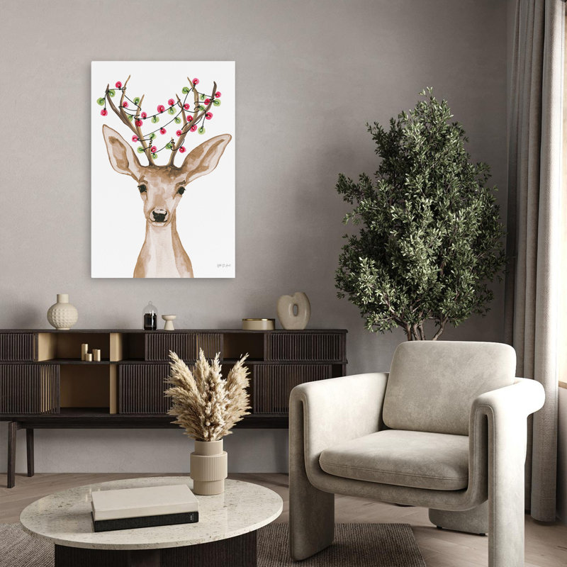 Lumière renne emmêlé - Art animalier, H 36 po x l 24 po