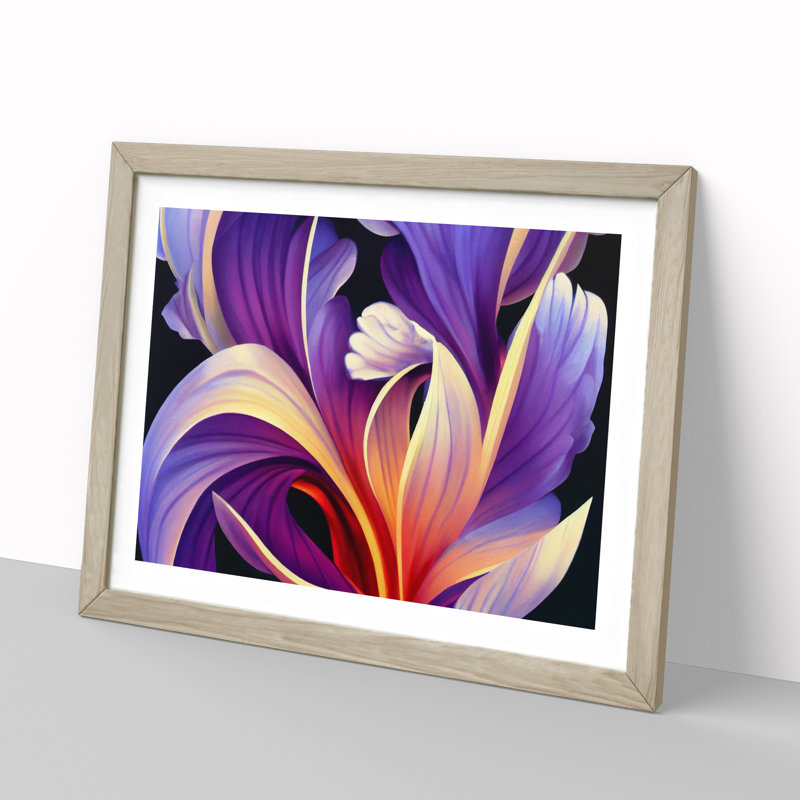 Otherworldly Flower Vol.7 1 Piece Single Picture Frame Wall Art, 46cm H x 64cm W x 2cm D, Oak