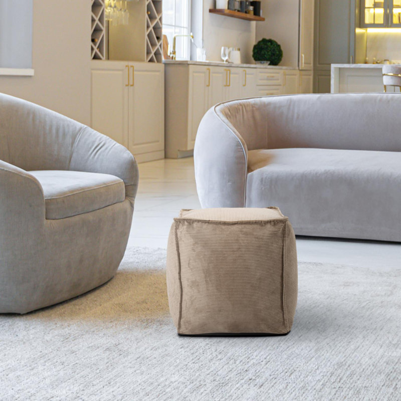 Kujala Tall Square Pouf Pana Sand, Brown Polyester
