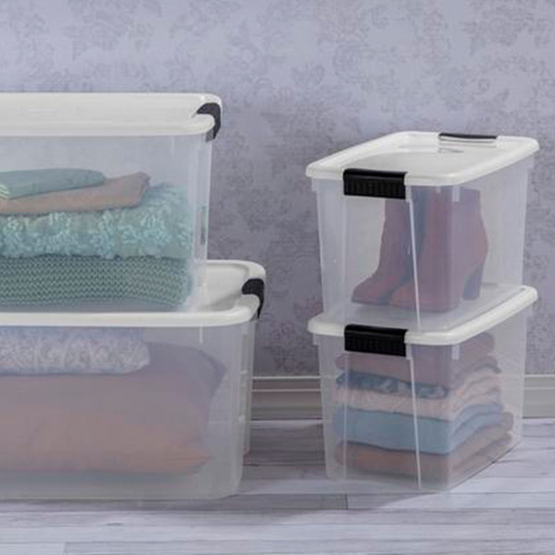 Sterilite Clear Plastic Stackable Storage Bin with White Latch Lid