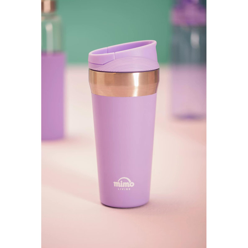 Symple Stuff Double Wall Insulated Stainless Steel Travel Mug, Lilac