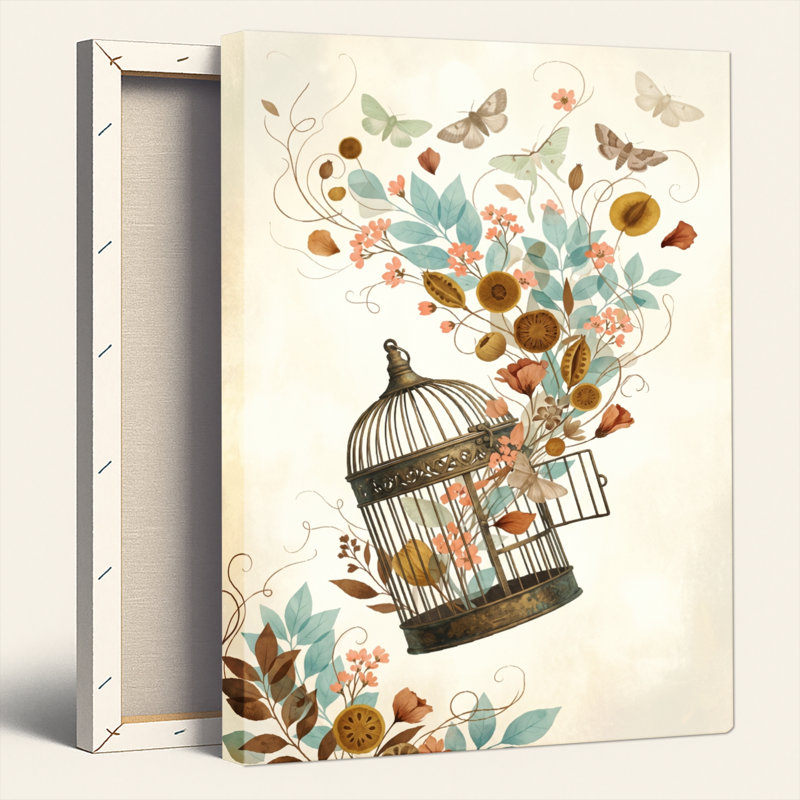 Ensemble de 1 tableau sur toile « Cage florale », 36"H x 24"W, Wrapped Canvas