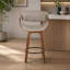 Tabouret de bar pivotant de style moderne du milieu du siècle avec revêtement en similicuir et pieds en bois - Lot de 2