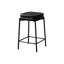 Contemporary Counter Height Of 2 With Black Leather Look Fabric For Kitchen Upholstered In Comfortable Cushions And Footrest Dining Setup Space