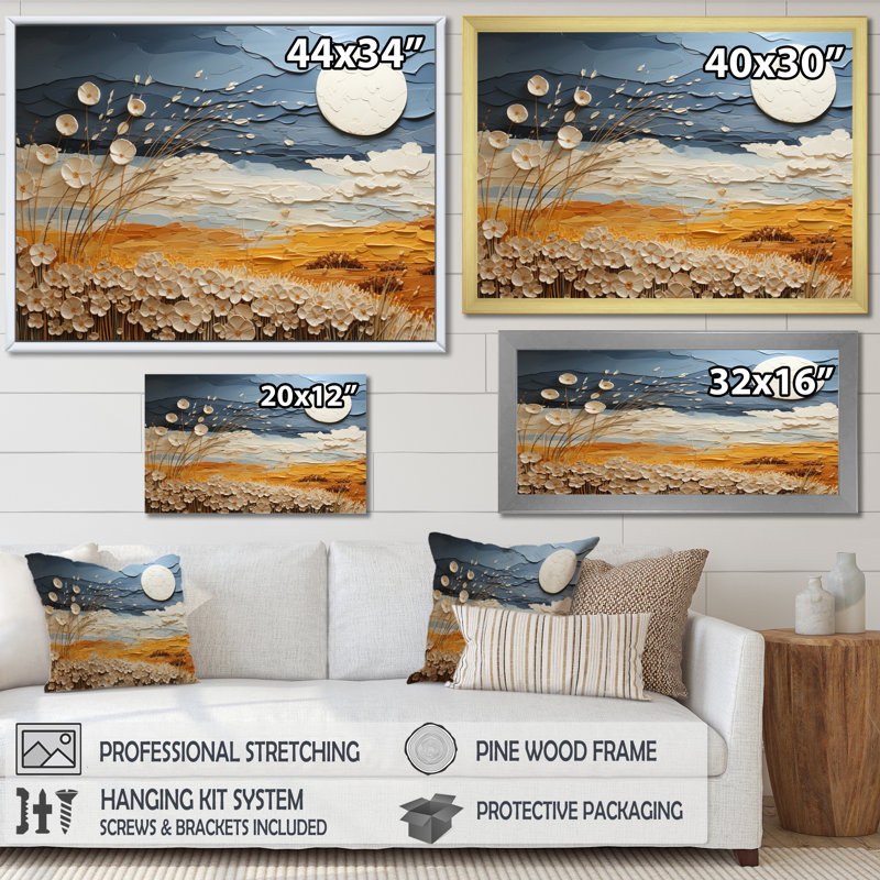 Nuage prairies collages VII - impression, Cadre photo blanc, H 30 po x l 40 po x P 1,5 po