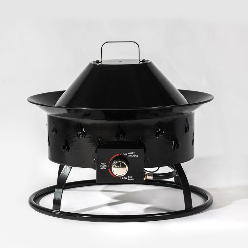 19" Propane Gas Fire Pit, 50000 BTU Round Steel Fire Pit For Outside Patio Deck Garden Backyard-Black