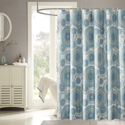 Glynda Geometric Shower Curtain with Hooks Included