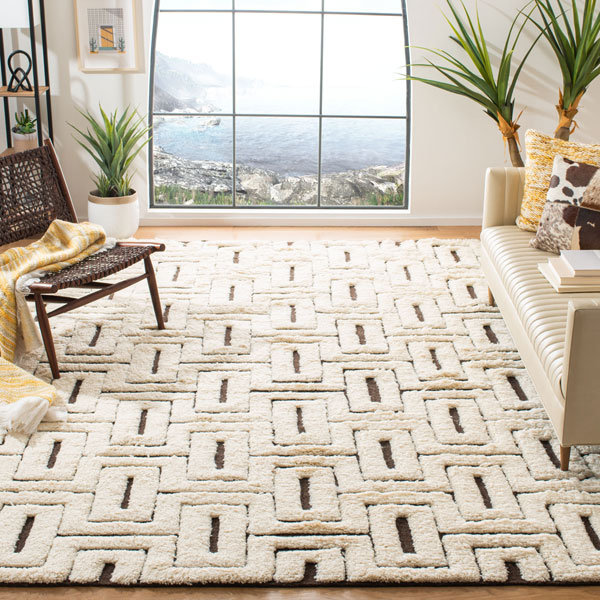 Jahn Geometric Wool Hand Woven Area Rug, Rectangle 183 x 274 cm