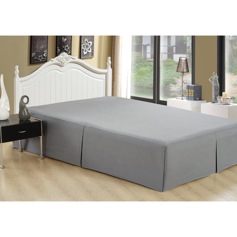 Jupe de lit en rayonne de bambou unie Marina, Lit simple, gris