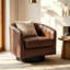 Fauteuil demi-tonneau pivotant en similicuir avec base en bois massif Applewold-278227325