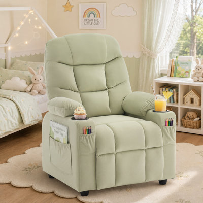 Kids Recliner Chair Velvet Toddler Big Reclining Sofa Lounge Ages 5-12