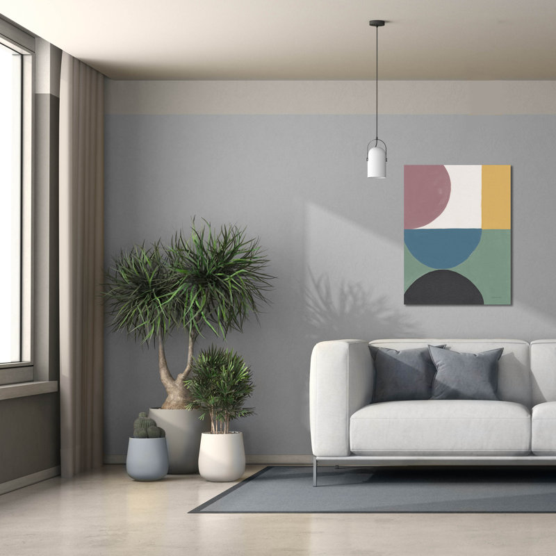 «Colorful Retro Abstract 5» par Danhui Nai, art mural sur toile, H 34 po x l 26 po