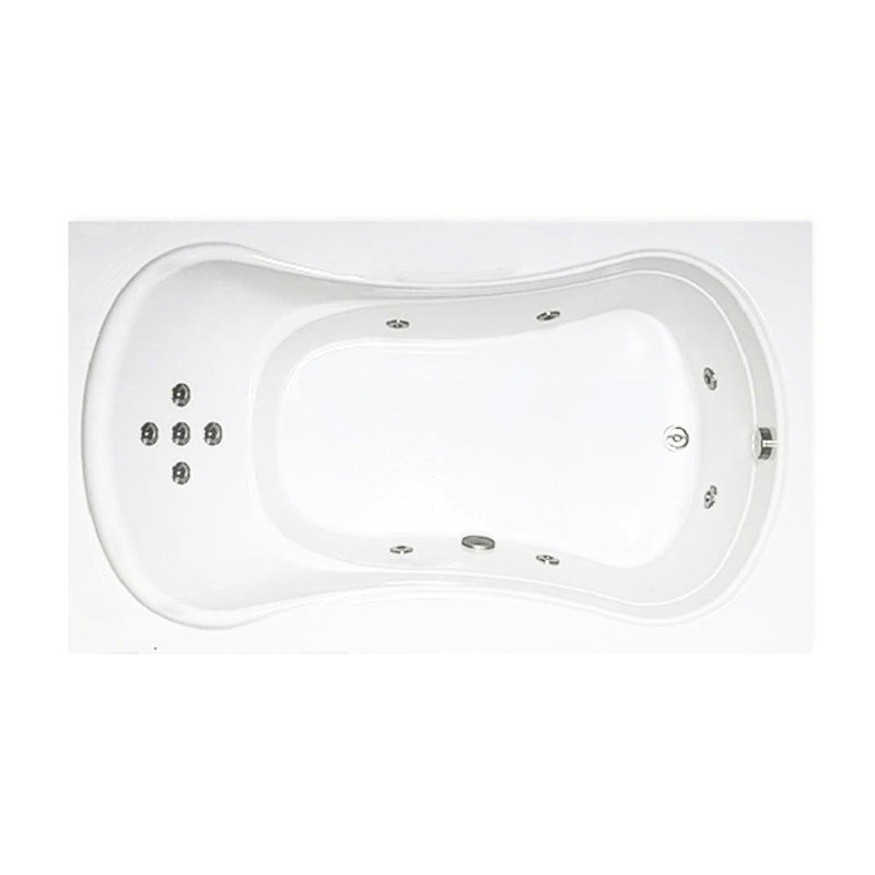 Baignoire tourbillon en alcôve de 72 po x l 42 po avec jupe amovible en acrylique blanc, Gauche