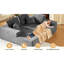 Canapé modulaire moderne en L avec méridienne, velours côtelé gris foncé à 3 places pour le bureau à domicile, coussins confortables, fabrication en mousse complète, canapé modulaire sans assemblage, salon profond,-2047478453