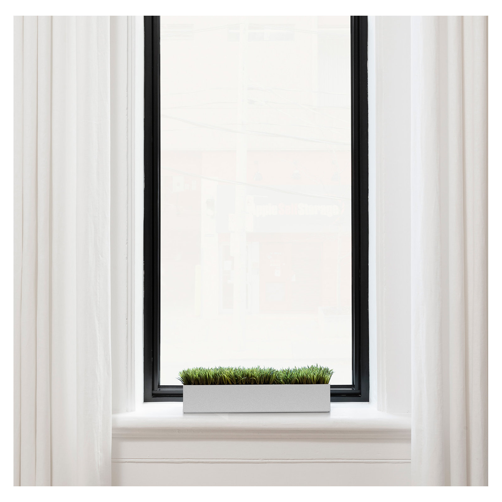 Geo Series Plastic Planter Box, White, 3" H x 16" W x 3.5" D, Set of 1