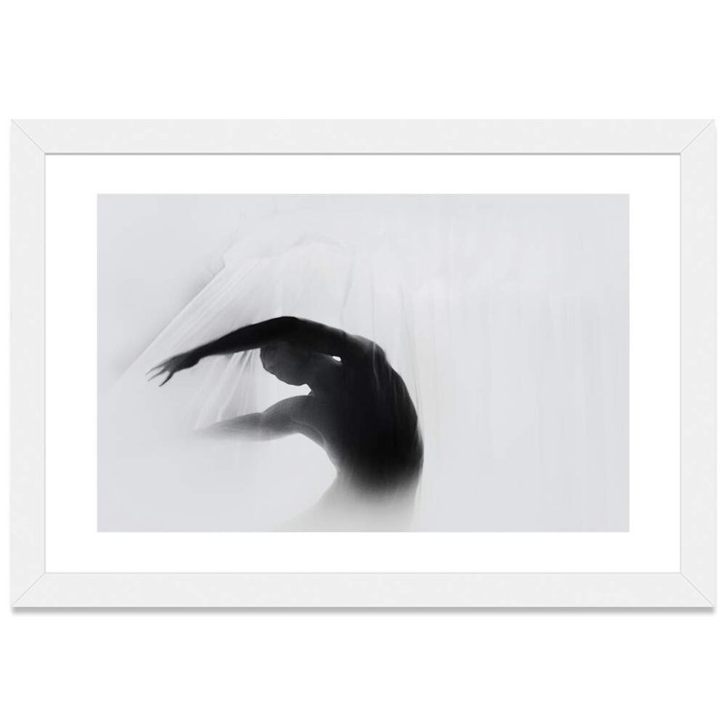 « the danse of silence », impression sur toile, H 16 po x l 24 po x P 1 po, Papier avec cadre blanc