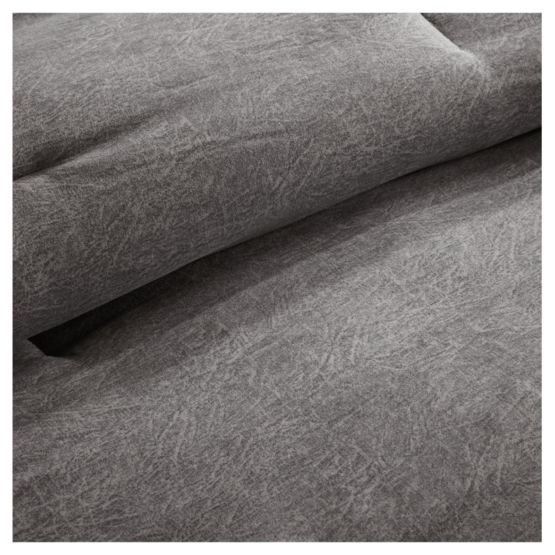 Ensemble d'édredon 7 pièces en faux suède, Édredon très grand californien + 6 pièces suppl, Gris