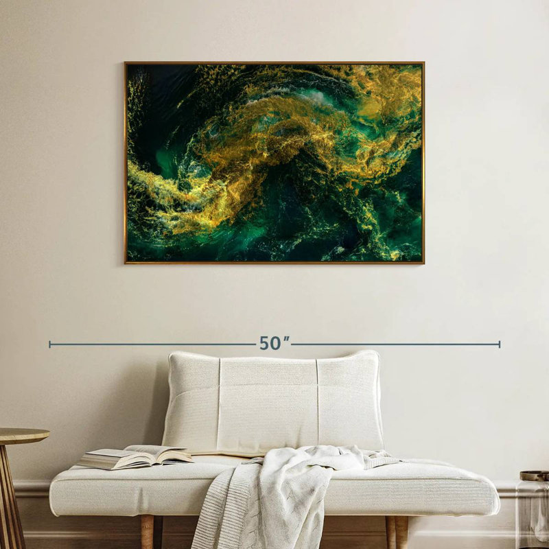 Vagues d'eau, Cadre flottant doré, 43 po x 29 po