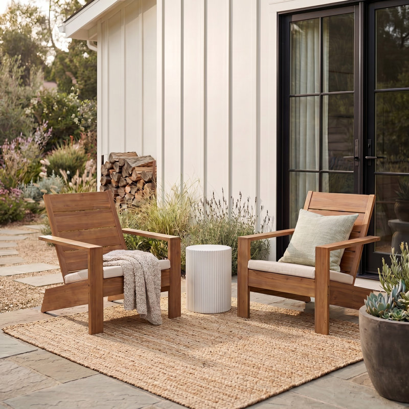 Chaise Adirondack Nalia, Brun teck / crème