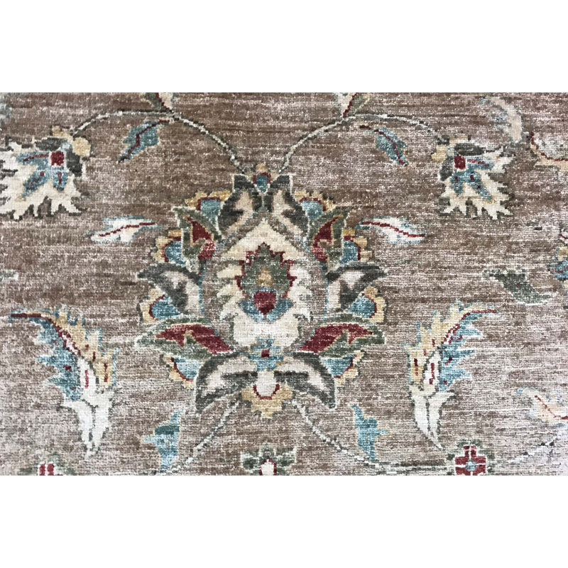 Tapis bleu et brun noué à la main de haute qualité