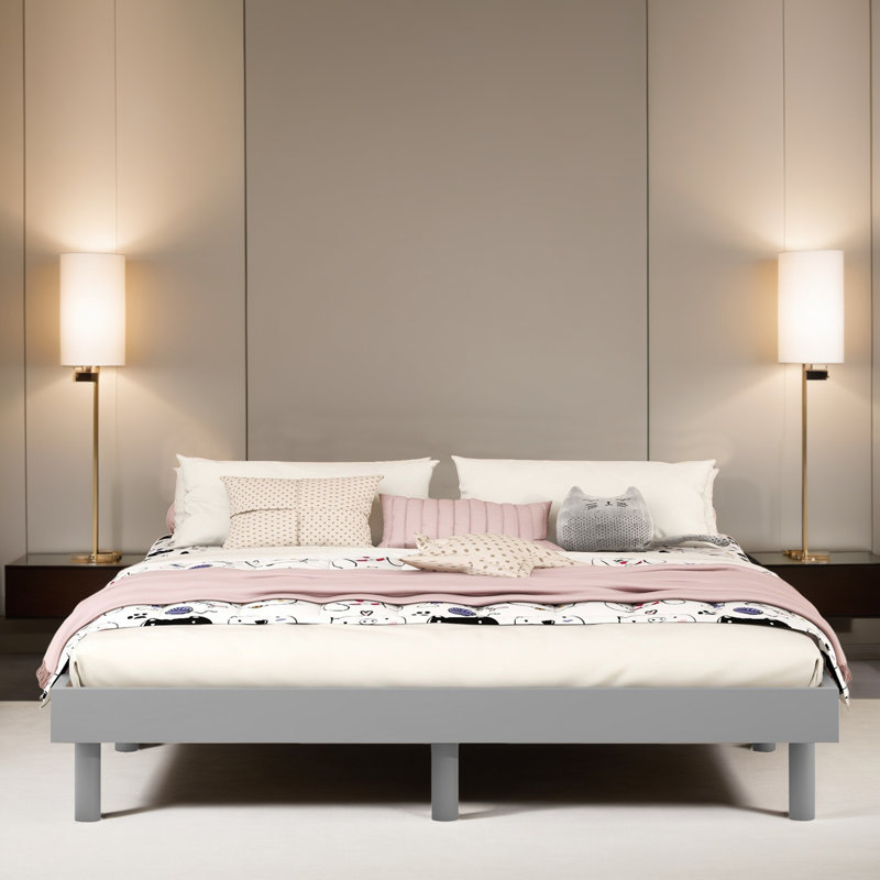 Base de lit plateforme flottante, Lit double, Gris