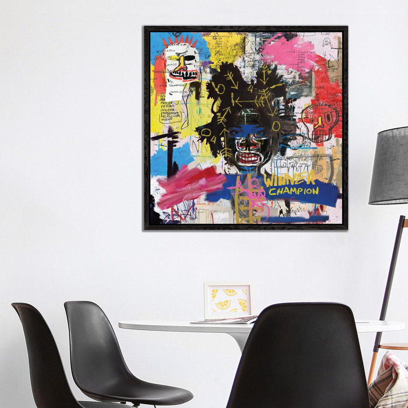 Portrait Of Basquiat - Print on Canvas, 93.98 cm H x 93.98 cm W, Black Framed