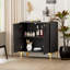 Armoire d'appoint 2 portes Tazmin, coffres décoratifs avec poignée et pieds dorés-758487744
