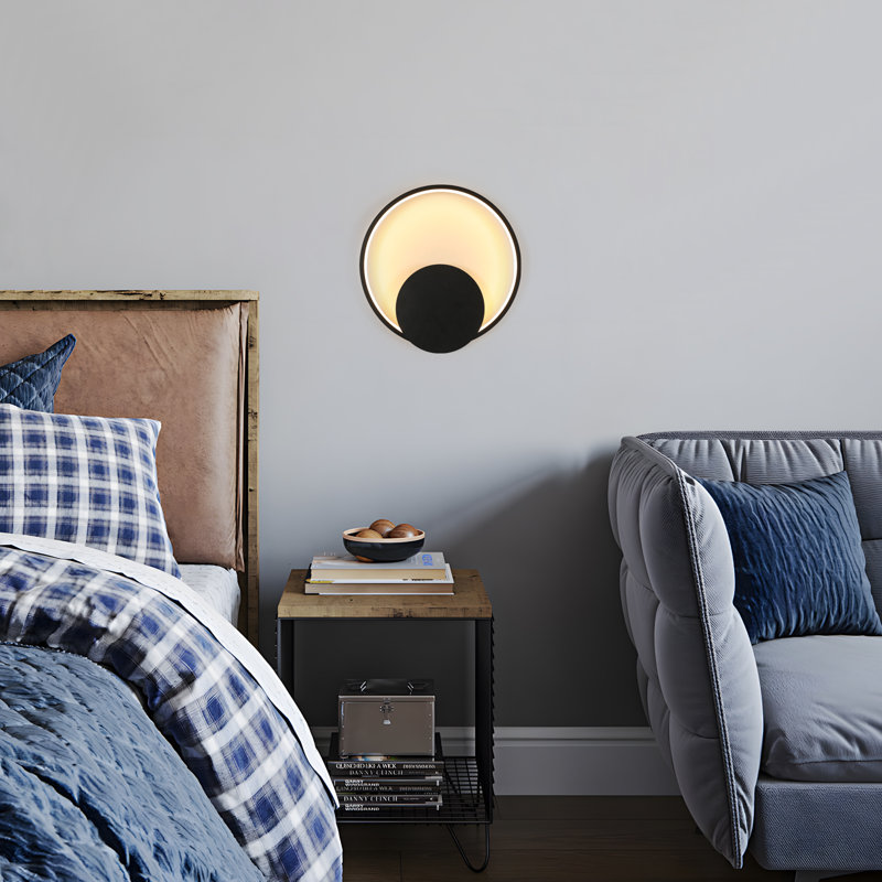 Black Aluminium 31Cm Circular Warm LED Wall Sconces