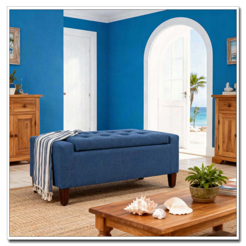 Hall de rangement avec repose-pieds avec rangement, Bleu très foncé