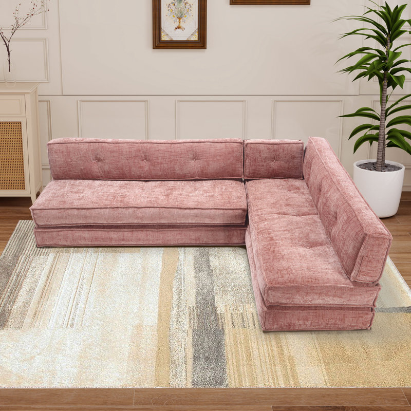 Ensemble de canapé-lit Bonon, Chenille rose