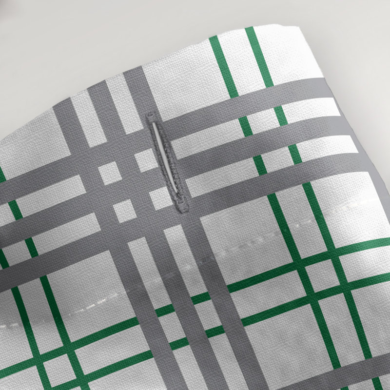 Rideau de douche simple à carreaux Philadelphia, Blanc / vert / argent