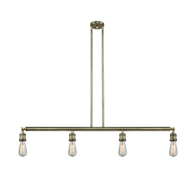 Bare Bulb - 4 Light - 48 inch - Antique Brass - Stem Hung - Adjustable Island Light