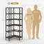 HOMCOM L-Shaped Bookshelf Bookcase with Metal Frame, Rustic Brown-463553173